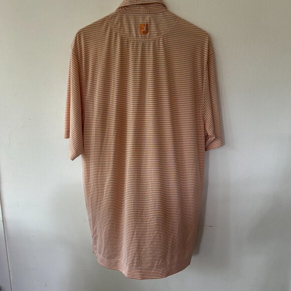 FootJoy Golf Polo Shirt Mens Large Collared Orange Striped Embroidered - Picture 8 of 8